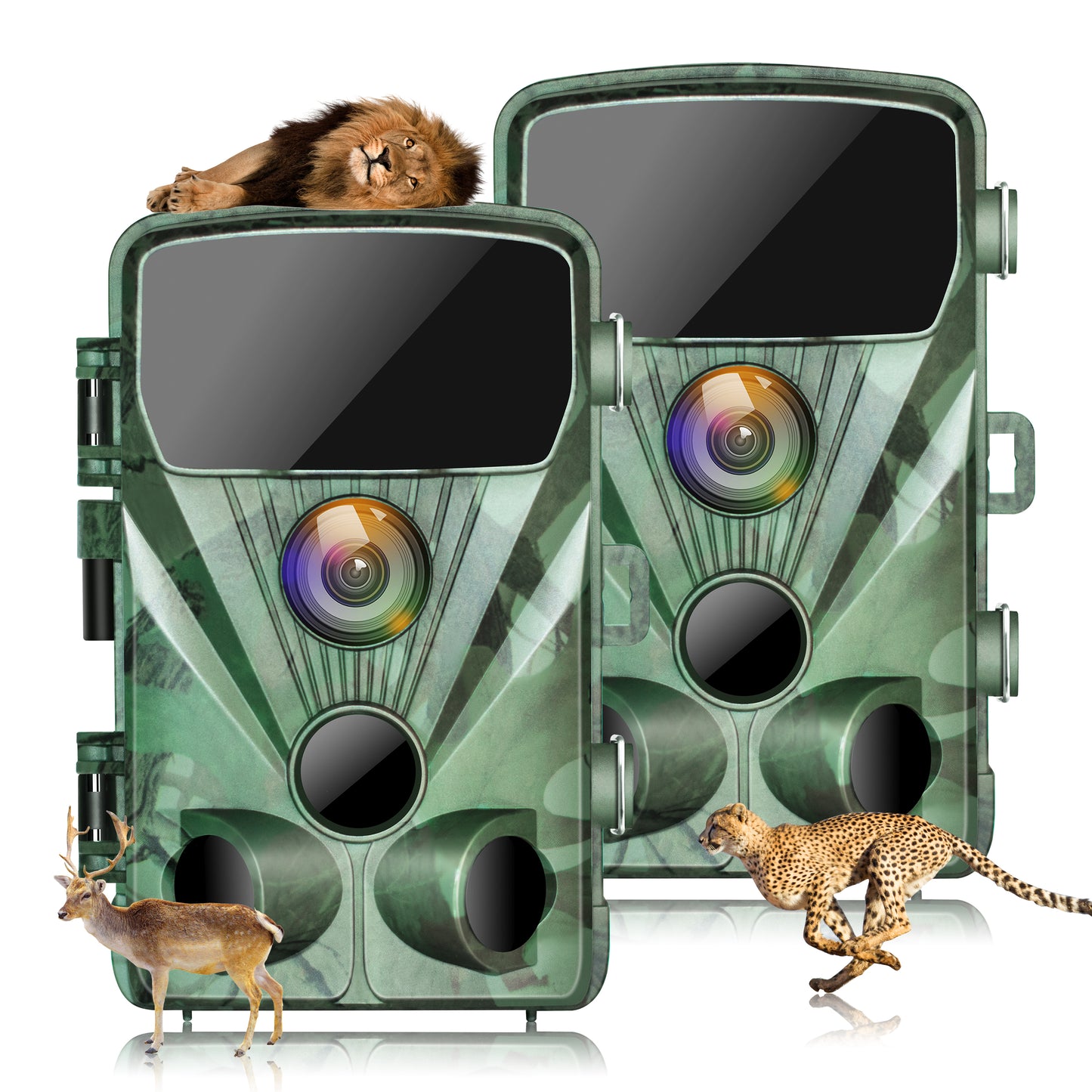 TOGUARD 2 Pack Trail Camera 4K 20MP Hunting Game Camera Trail Cam with Night Vision 42pcs 850nm Lens Motion Activated Waterproof 120° Wide Angle for Outdoor Wildlife Monitoring Home Security 2.4"LCD