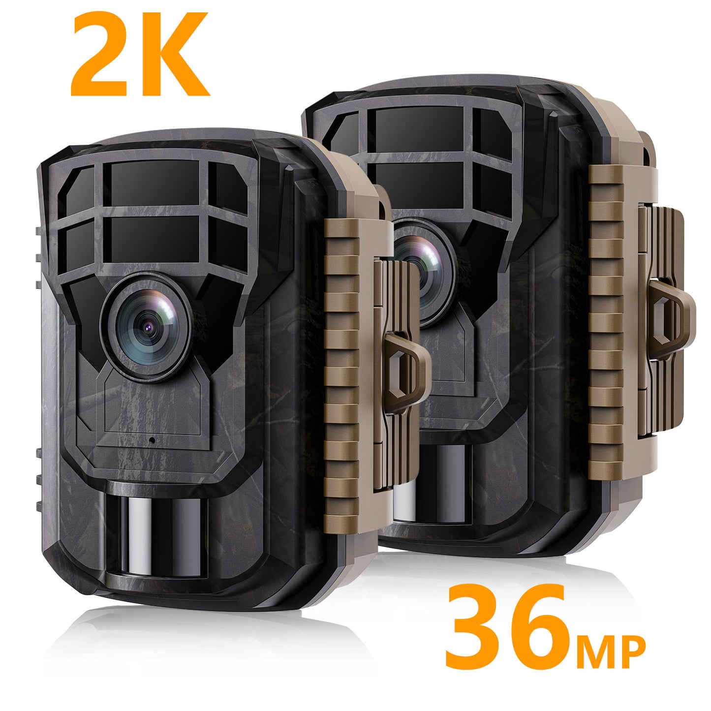 CAMPARK 2 Pack Trail Camera 36MP 2K Game Deer Hunting Camera Night Vision Waterproof Motion Activated 120° Wide Angle Scouting Wildlife Monitoring Trail Cam 2.0" LCD