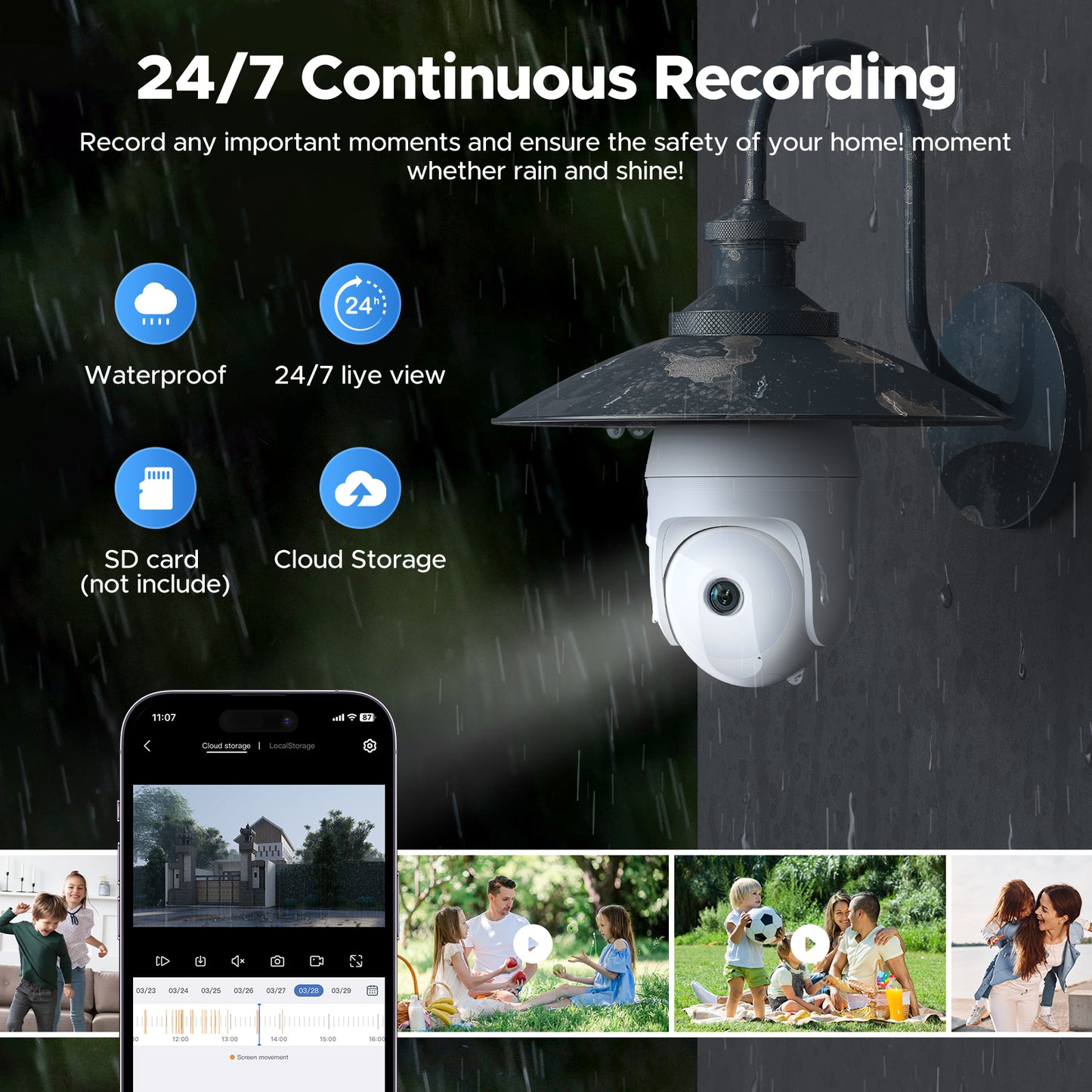 Toguard SC11 Lot de 2 ampoules WiFi Caméra de sécurité intérieure à double objectif PTZ Caméra de surveillance dôme sans fil pour extérieur