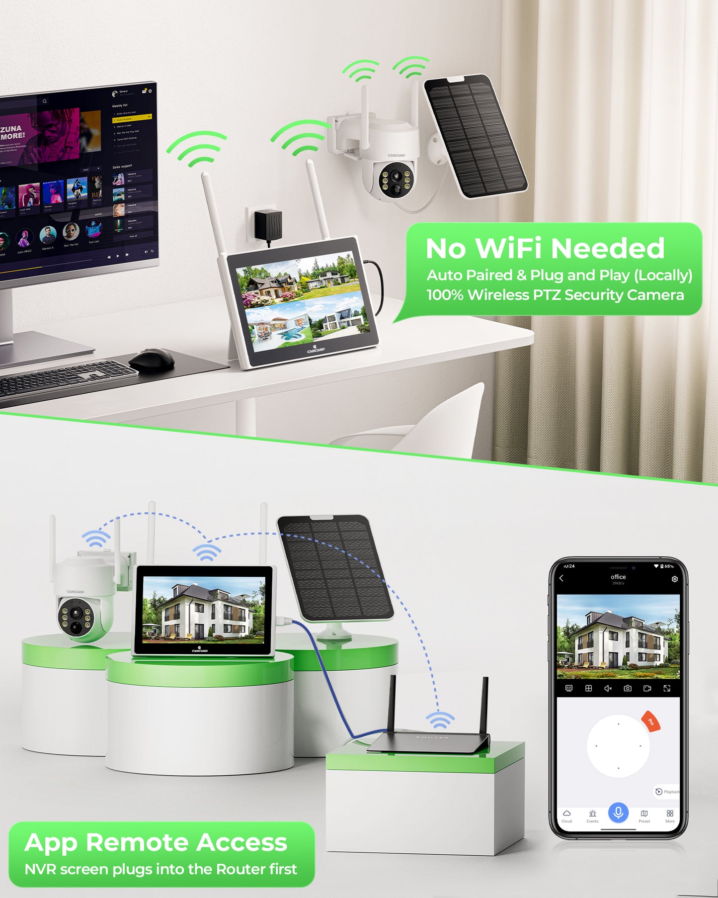 Système de caméra de sécurité solaire TOGUARD SC44 2K/4MP pour extérieur avec moniteur NVR 7" Caméra de surveillance dôme Connecteur WiFi sans fil
