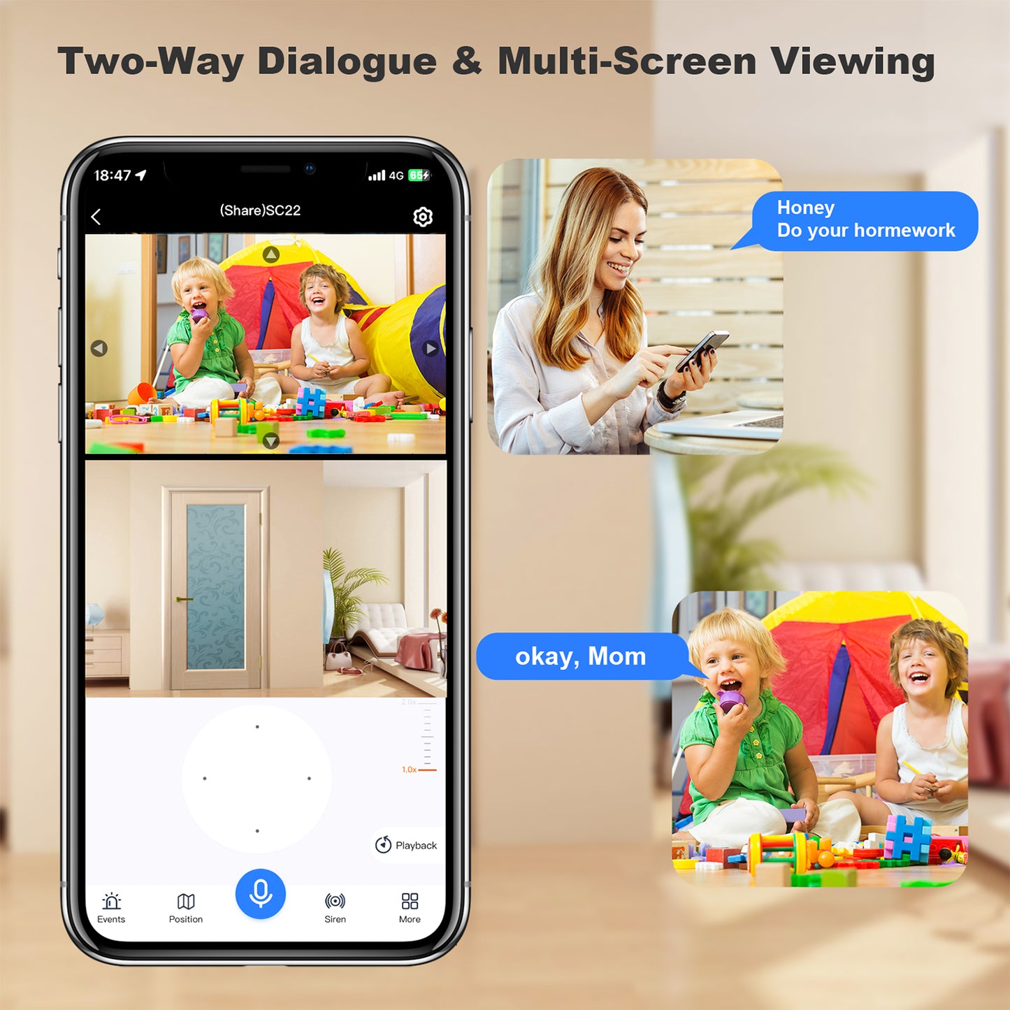 Toguard SC24 2K Dual Lens Wi-Fi Security Camera indoor Wireless Dome Surveillance Camera Pet Camera Baby Monitor