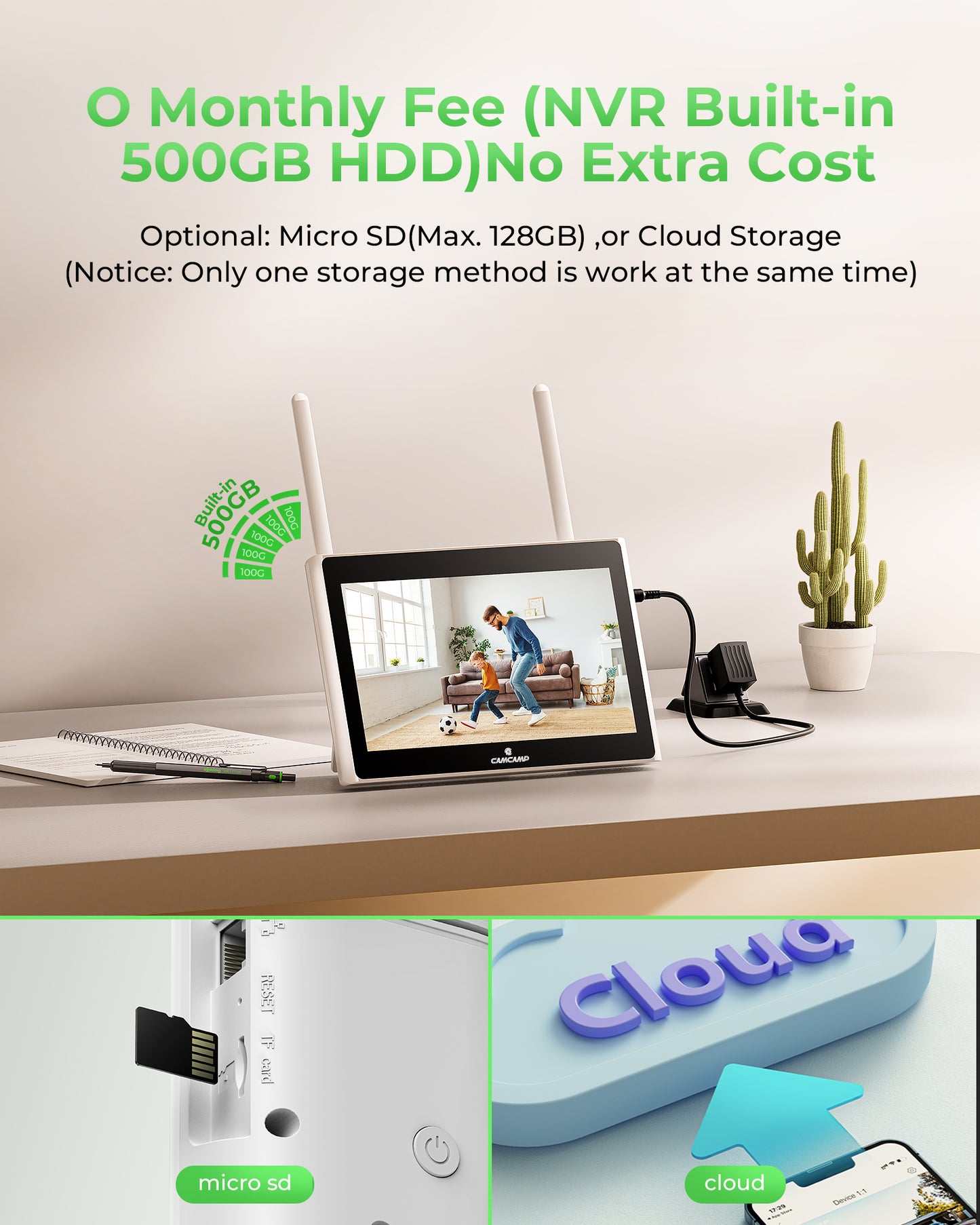 TOGUARD SC43 2K/4MP Solar Wireless Security Camera System with 10CH 10.1" NVR Monitor Outdoor Battery WiFi Dome Surveillance Camera HDMI Connector