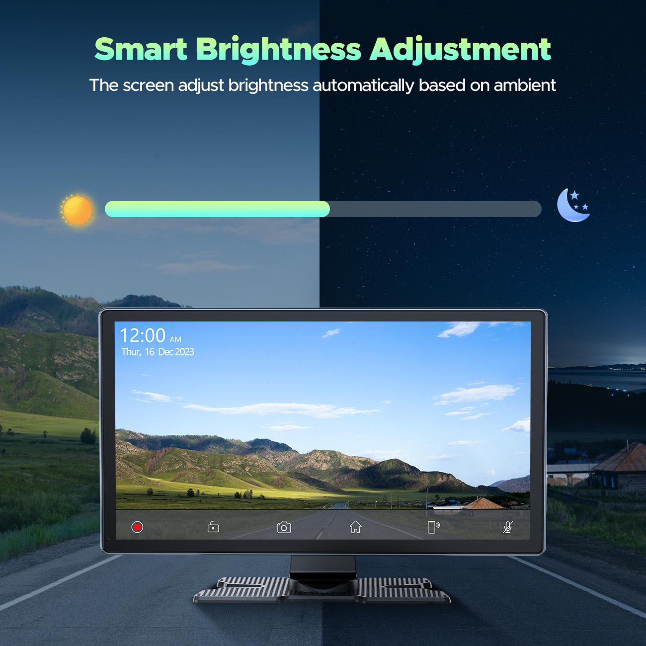 LAMTTO 9インチワイヤレスカーステレオ、Apple Carplayと1080Pバックカメラ付き、ポータブルタッチスクリーンカープレイGPSナビゲーション、ミラーリンク、Android Auto、Bluetooth、FM、Siri付きカーオーディオレシーバー