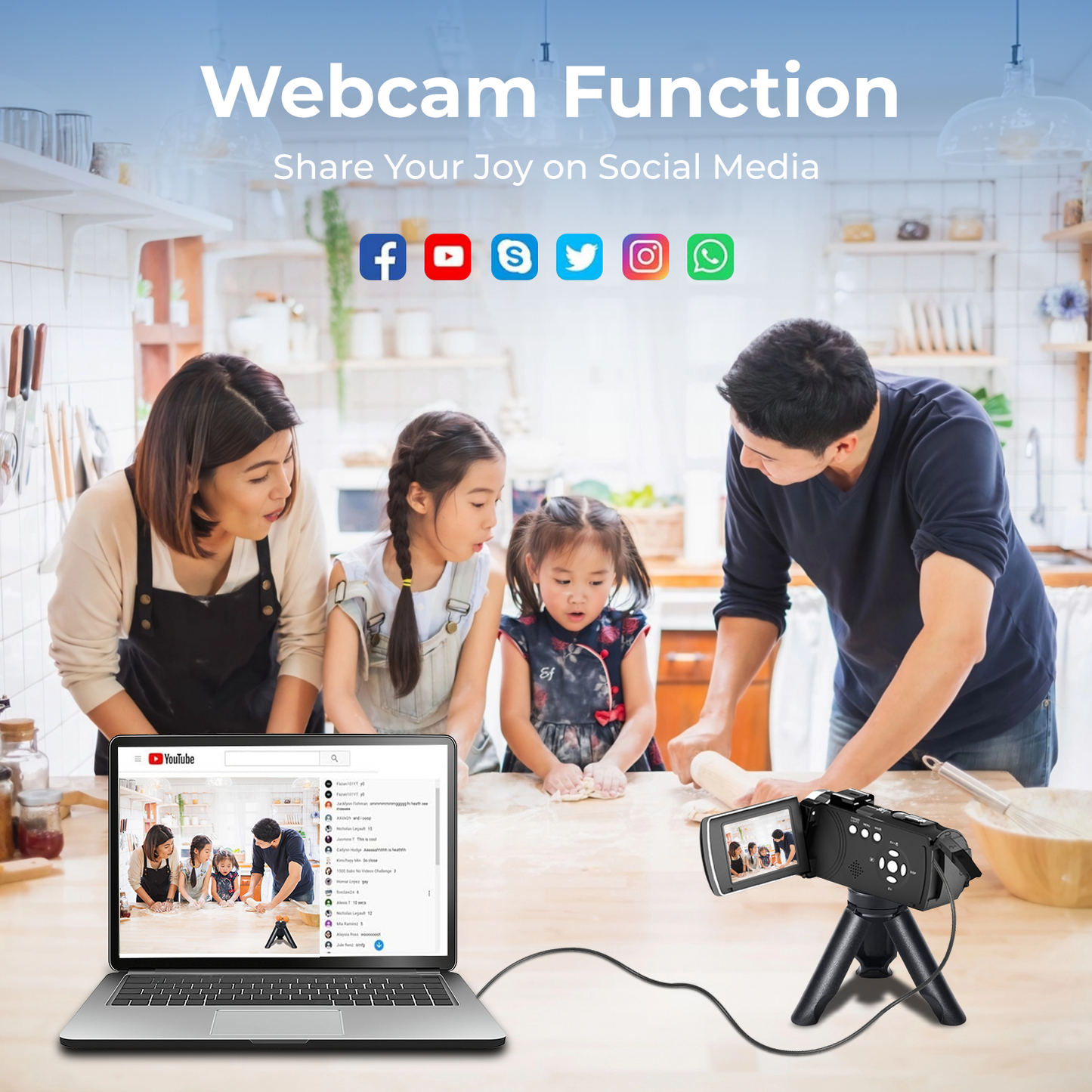 Campark AC22 4K 30FPS Video Camera 64MP Photo 3" 270° Screen Digital Camcorder for Vlogging Youtube