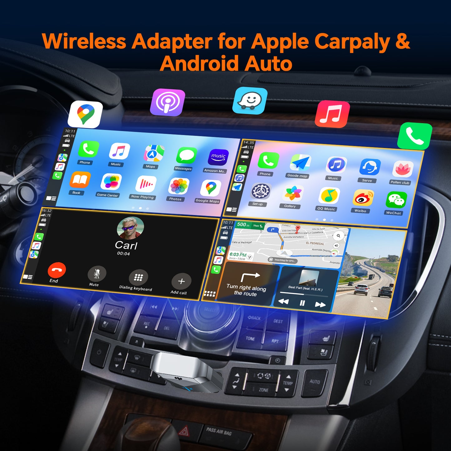 Adaptateur Carplay sans fil TOGUARD, adaptateur sans fil Apple Carplay Wifi 5,8 GHz pour CarPlay câblé en usine Plug and Play, iPhone iOS 10+