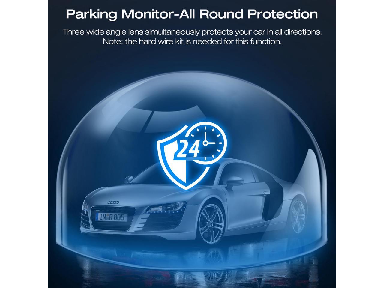 3 Channel 4K Dash Cam Front and Rear Inside, 4K+1080P Dash Camera Front and Inside, Triple Car Camera 2K+1080P+1080P with IR Night Vision, WDR, 170°Wide Angle, Parking Monitor