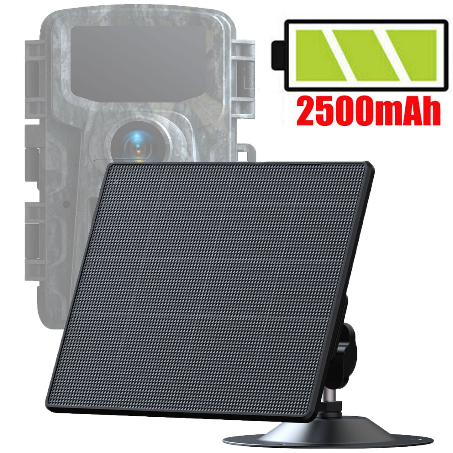 CAMPARK Trail Camera Solar Panel Kit - Waterproof 6V Solar Charger with 2500mAh Rechargeable Lithium Battery - Outdoor Solar Power for All Hunting Game Cameras with DC Interface 6V 2A/ 6V 1.5A