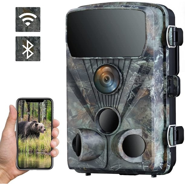 CAMPARK 4K WiFi 24MP Trail Camera Bluetooth Game Camera with Night Vision Motion Activated Waterproof IP66 120° Wide Angle Lens Trail Hunting Deer Cam for Wildlife Monitoring 2.4" LCD