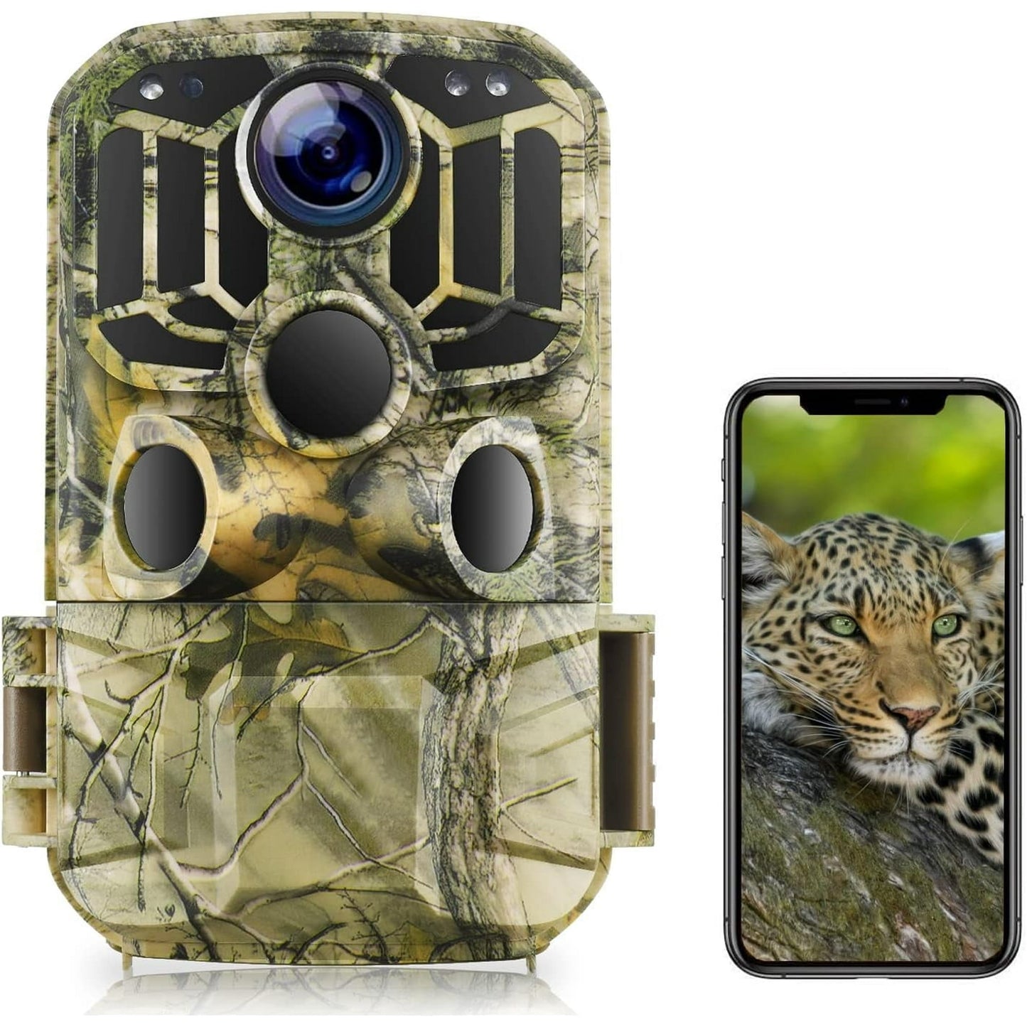 Caméra de surveillance CAMPARK WiFi Bluetooth 20MP 1296P Caméra de chasse au cerf Vision nocturne infrarouge Étanche IP66 Activation du mouvement 120° Grand angle Caméra de surveillance de la faune en plein air