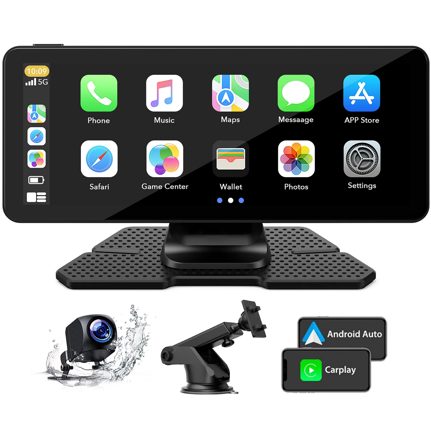LAMTTO 6.86 Inch Touch Screen Car Stereo for Wireless Apple Carplay&Android Auoto with Backup Camera, Built-in Multimedia Player Audio, Bluetooth Handsfree, GPS, Mirror Link
