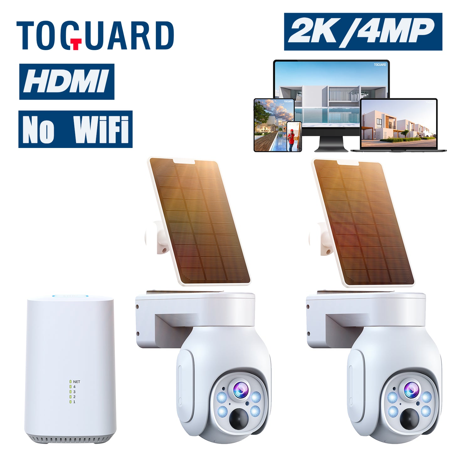Toguard SC19A Solar Wireless Security Camera System Outdoor Battery WiFi Dome Surveillance Camera Wireless Connector