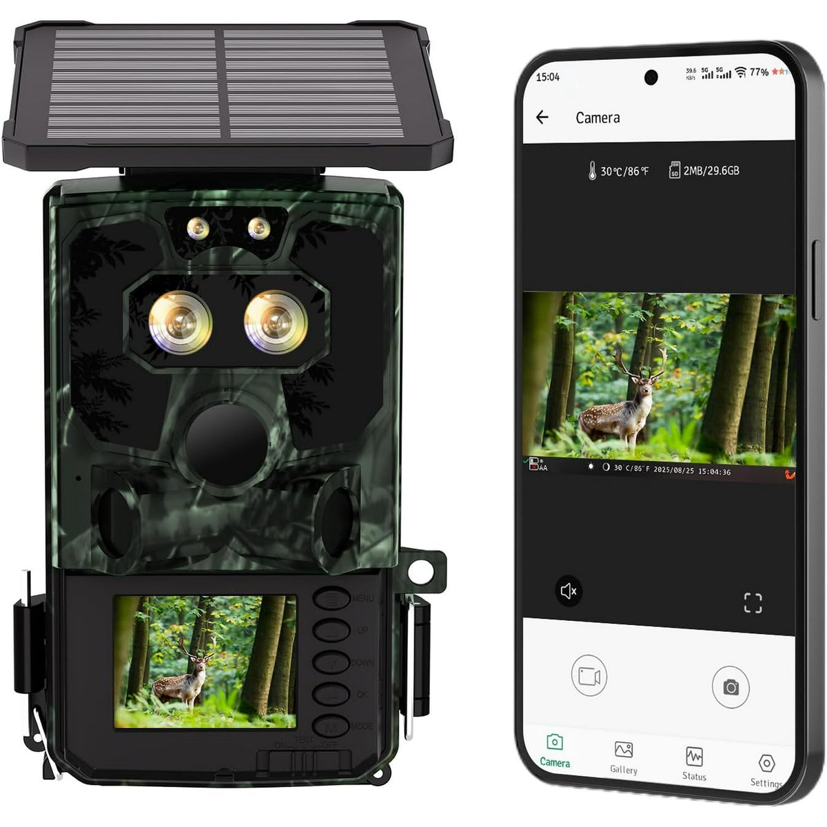 CAMPARK Trail Camera - Dual Lens Starlight Night Vision WiFi 4K 30FPS 60MP Hunting Game Cameras with IMX458 0.1s Trigger Sensors H.265 MP4 Video IP66 Waterproof Trail Cam for Wildlife Monitoring