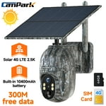 CAMPARK Cellular Trail Camera Wireless 4G LTE Solar Game Camera with 360°Pan 90°Tilt 2.5K Night Vision Live View Waterproof IP66 Cloud Storage PIR Motion No WiFi Hunting Security Cam with SIM &SD Card