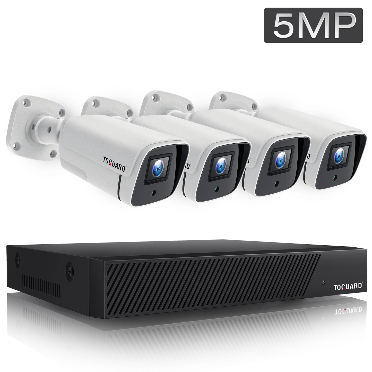 Toguard W504 5MP PoE Home Security Camera System, 8-Channel NVR 4pcs Wired IP Camera Outdoor Surveillance System