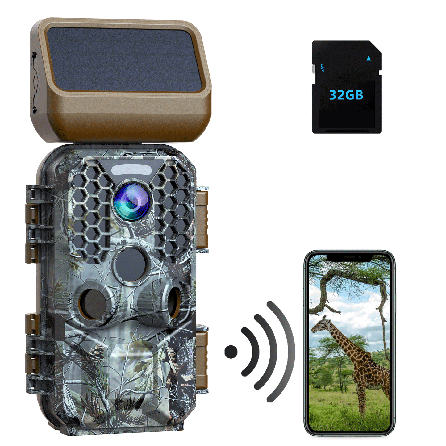 CAMPARK Solar Panels Trail Camera 4K WiFi Deer Hunting Game Camera 30MP Waterproof Night Vision Wildlife Cam