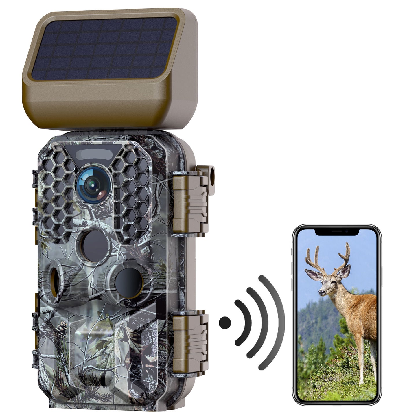 CAMPARK Solar Powered Trail Camera Native 4K 30fps WiFi Bluetooth 30MP Game Camera with Night Vision Waterproof IP66 Motion Activated 120° Wide Angle Hunting Deer Trail Cam for Wildlife Monitoring