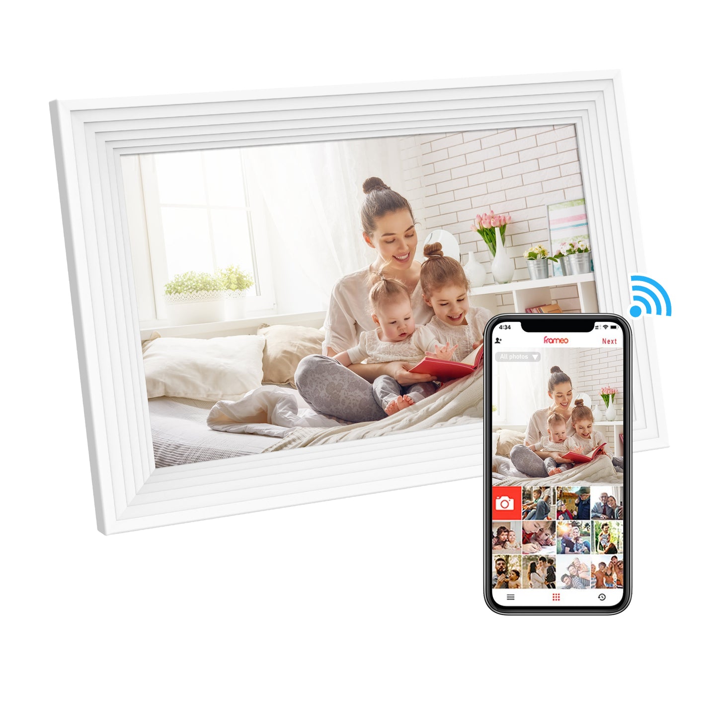 Cadre photo numérique JEEMAK WiFi 10" HD IPS Écran tactile Cadre photo intelligent Configuration facile