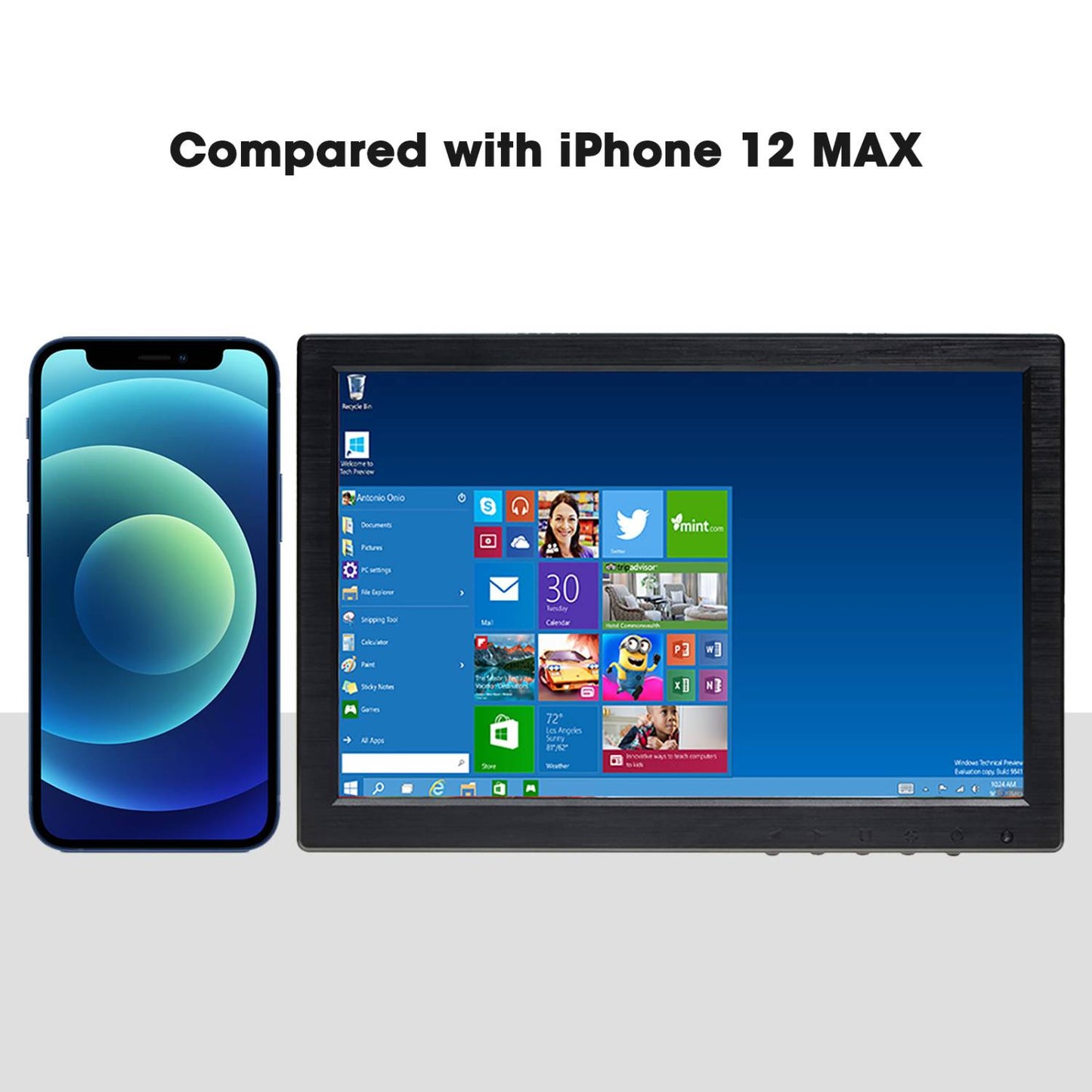TOGUARD Touchscreen Small Monitor 10.1 Inch IPS HD 1280x800 Portable Color Display Screen with VGA/HDMI/USB Earphone Output for PC Security CCTV Camera 170° Wide Viewing Angle