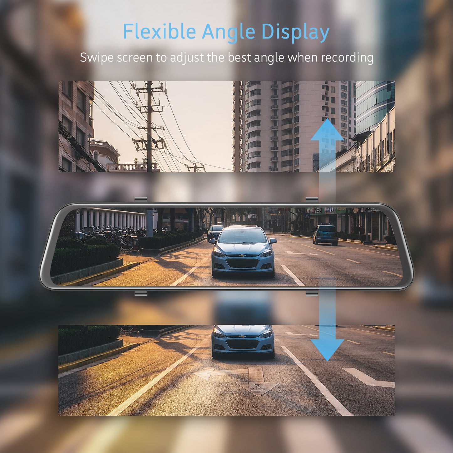 Toguard CE70 12" 2.5K Mirror Dual Lens Dash Camera Touch Screen Front for Cars Backup Camera