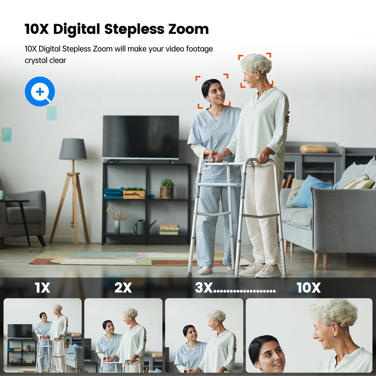 Toguard 3 Pack SC11 10X Hybrid Zoom Light Bulb Security Camera Outdoor E27 PTZ Dual Lens Dome Surveillance Camera Wireless Connector