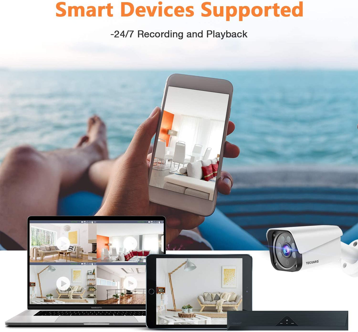 Toguard W204 Home Security Camera System 4pcs 1080P Cameras 8CH DVR Outdoor Waterproof Wired CCTV Surveillance Cameras