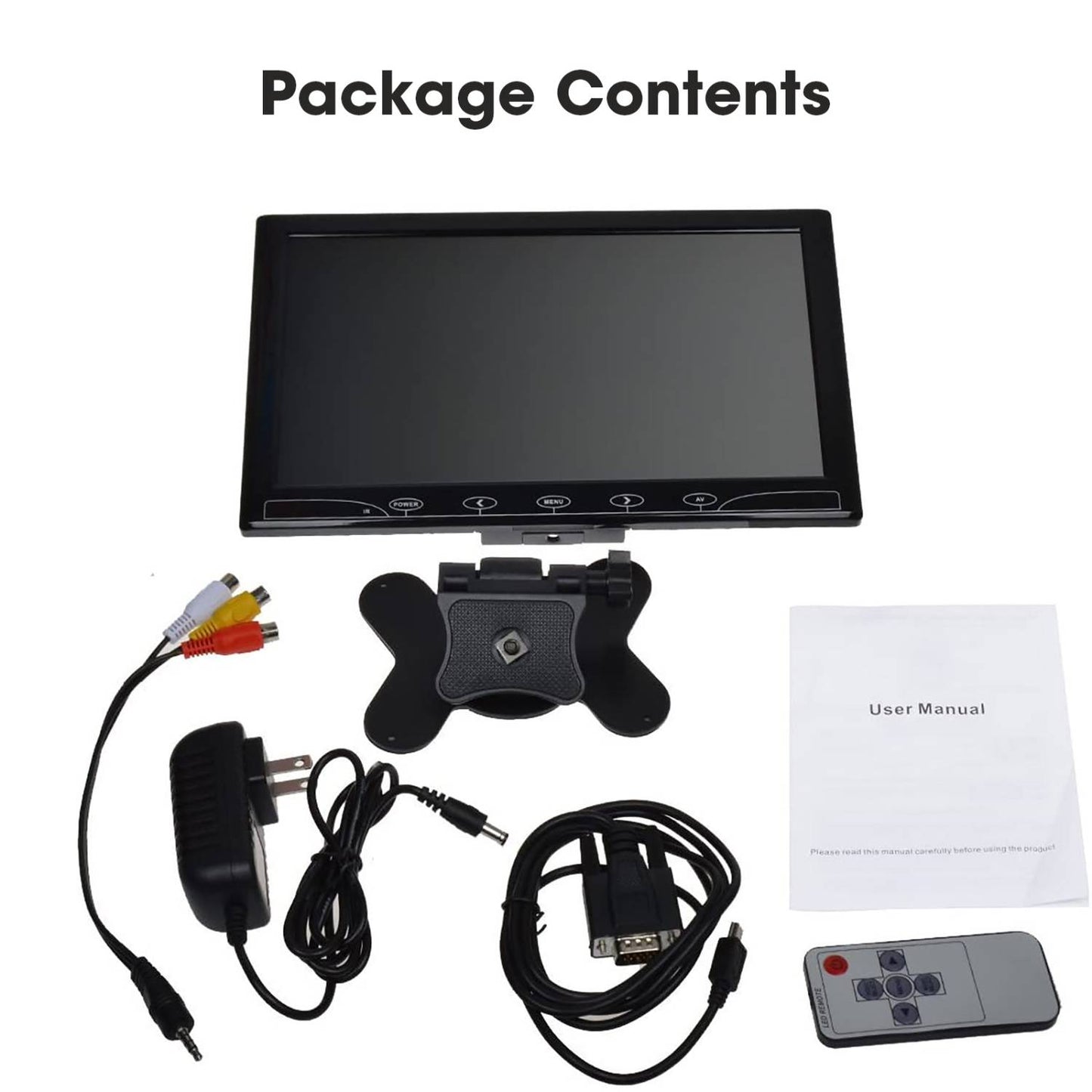 TOGUARD 10.1 inch Security Monitor, 1024x600 Resolution Small HDMI Monitor Touch Buttons Video and Audio LED Color Display Screen AV/VGA/HDMI Input with Remote Control
