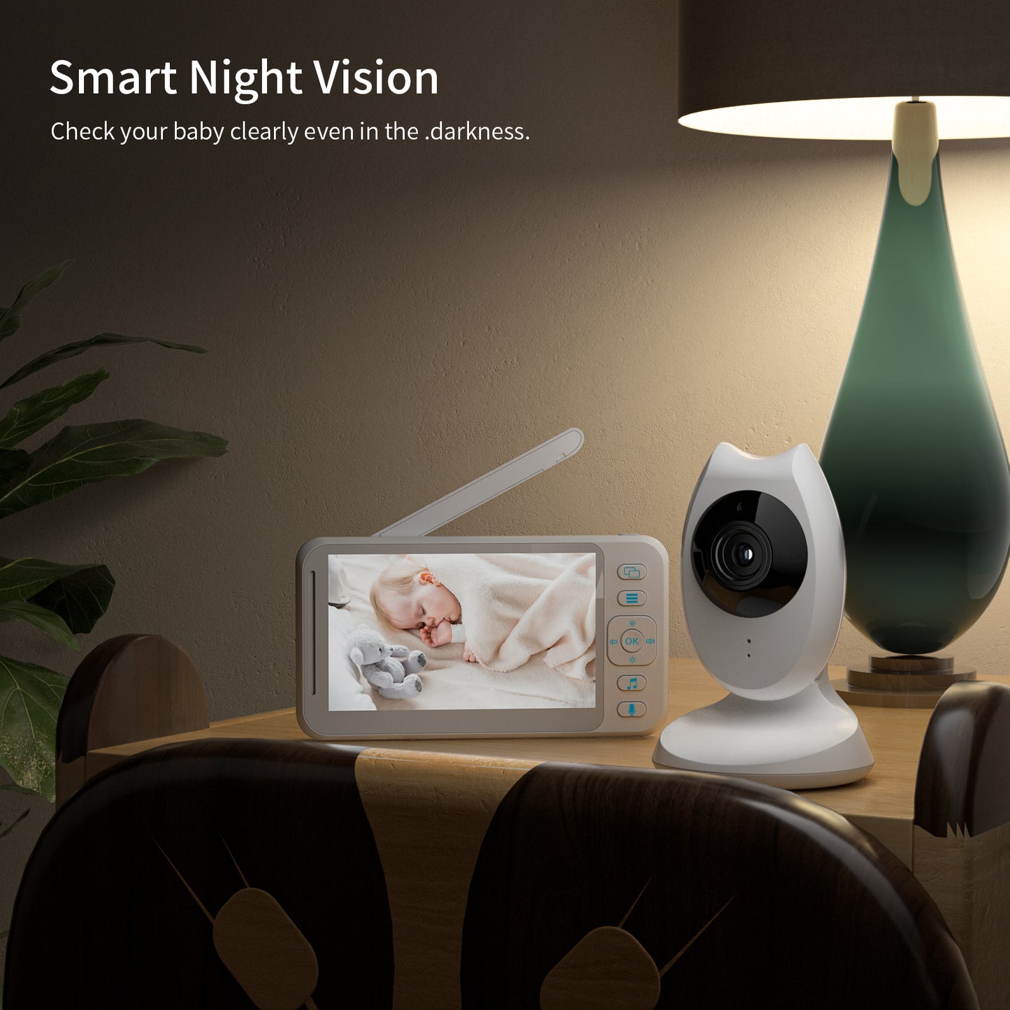 CAMPARK Video Baby Monitor with Camera and Audio, 4.3'' Display with Night Vision, 2-Way Audio Talk, VOX Mode, 8 Lullabies, Temperature Sensor, Long Range and 24-hour monitoring