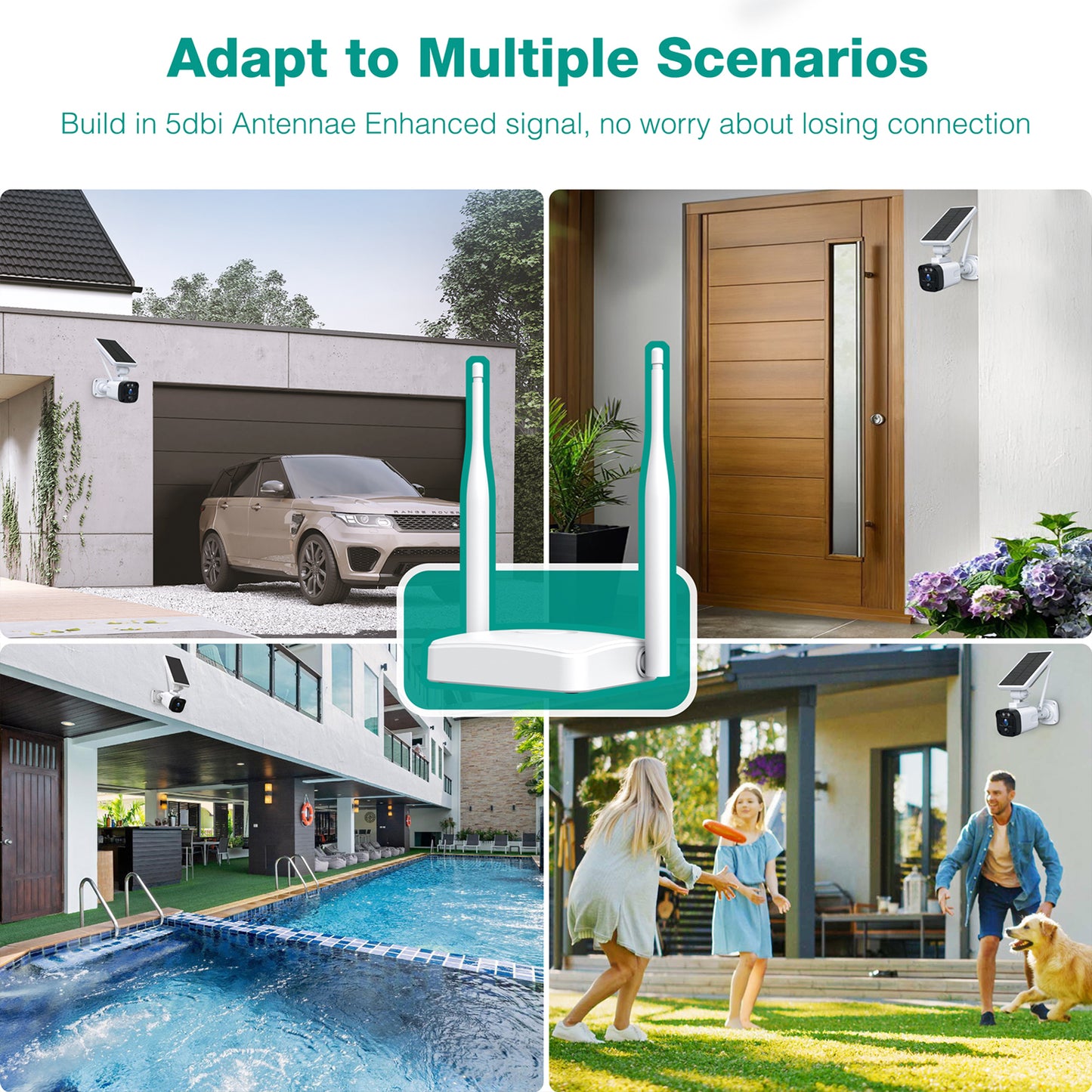 TOGUARD 3MP Solar Wireless Security Camera System Outdoor Rechargeable Battery Operated Security Cameras 2-Way Audio PIR Night Vision