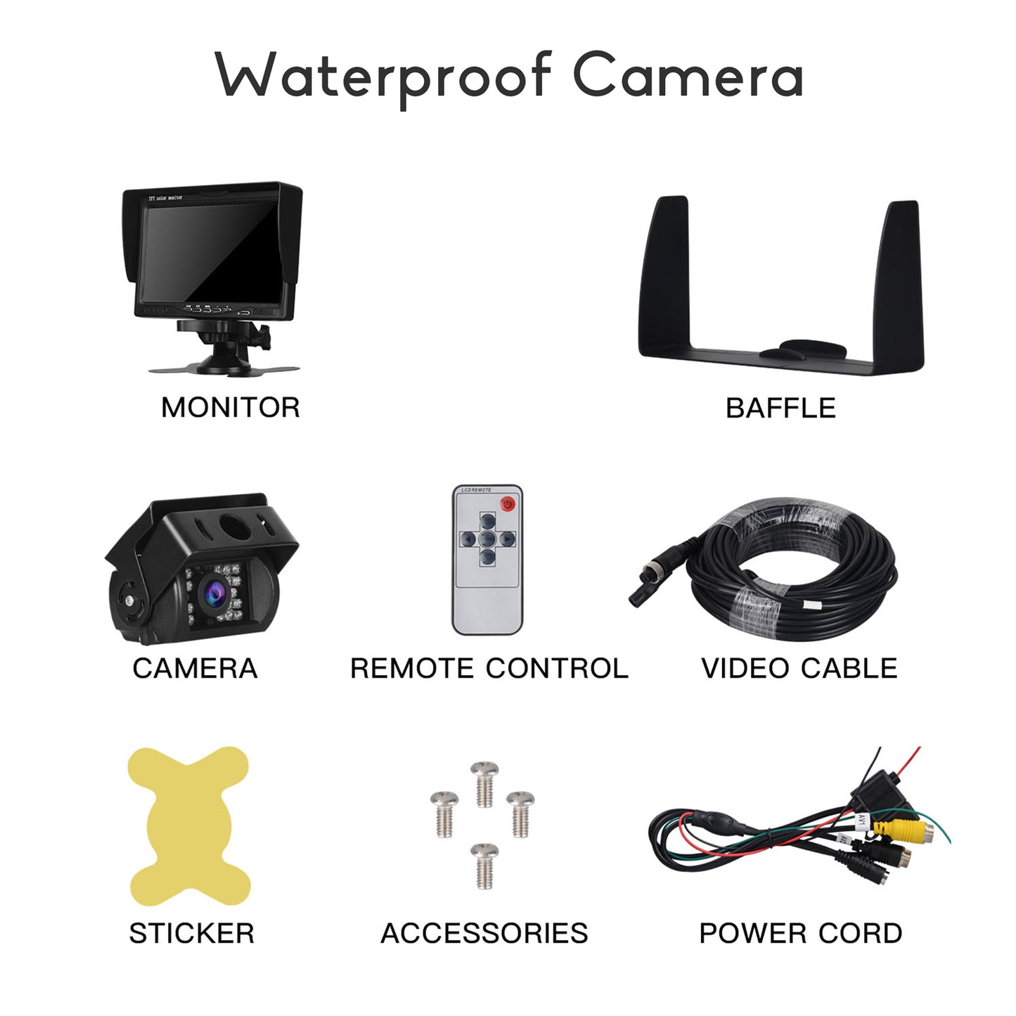 Toguard CA711 Backup Camera Kit, 7’’ LCD Rear View Monitor with IP67 Waterproof Night Vision Back up Rearview Reverse Cam