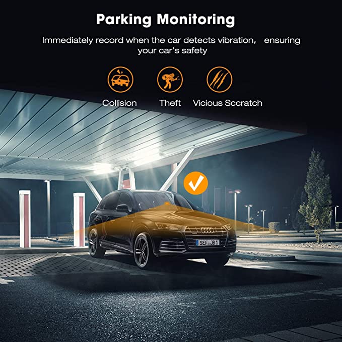 Caméra de tableau de bord TOGUARD, caméra de tableau de bord 4K avec écran LCD avant de 2 pouces avec GPS, grand angle de 170 °, WDR, vision nocturne, mode stationnement, capteur G
