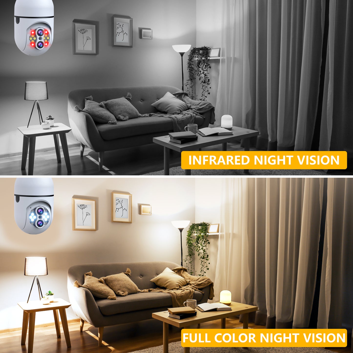 Toguard SC11 4 Pack 10X Hybrid Zoom Light Bulb Security Camera Outdoor E27 PTZ Dual Lens Wireless Dome Surveillance Camera (Include 64G Memory Card)