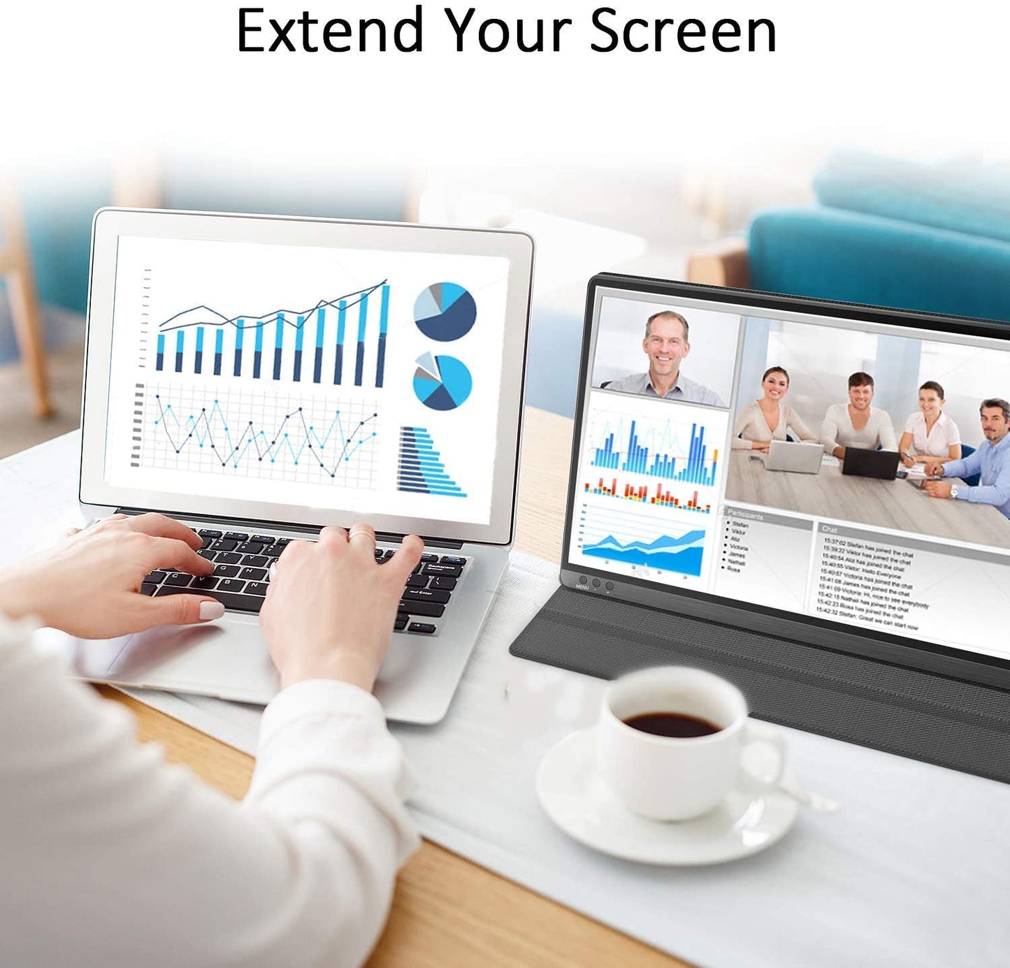 Corprit D154 15.6 Portable Monitor Inch Full HD 1080P USB Portable Monitor