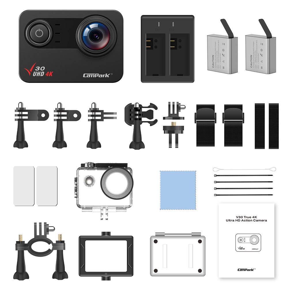 Campark 4K Underwater Action Camera WiFi Waterproof 20MP Anti Shake EIS Touch Screen Wide Angle Sports Camera