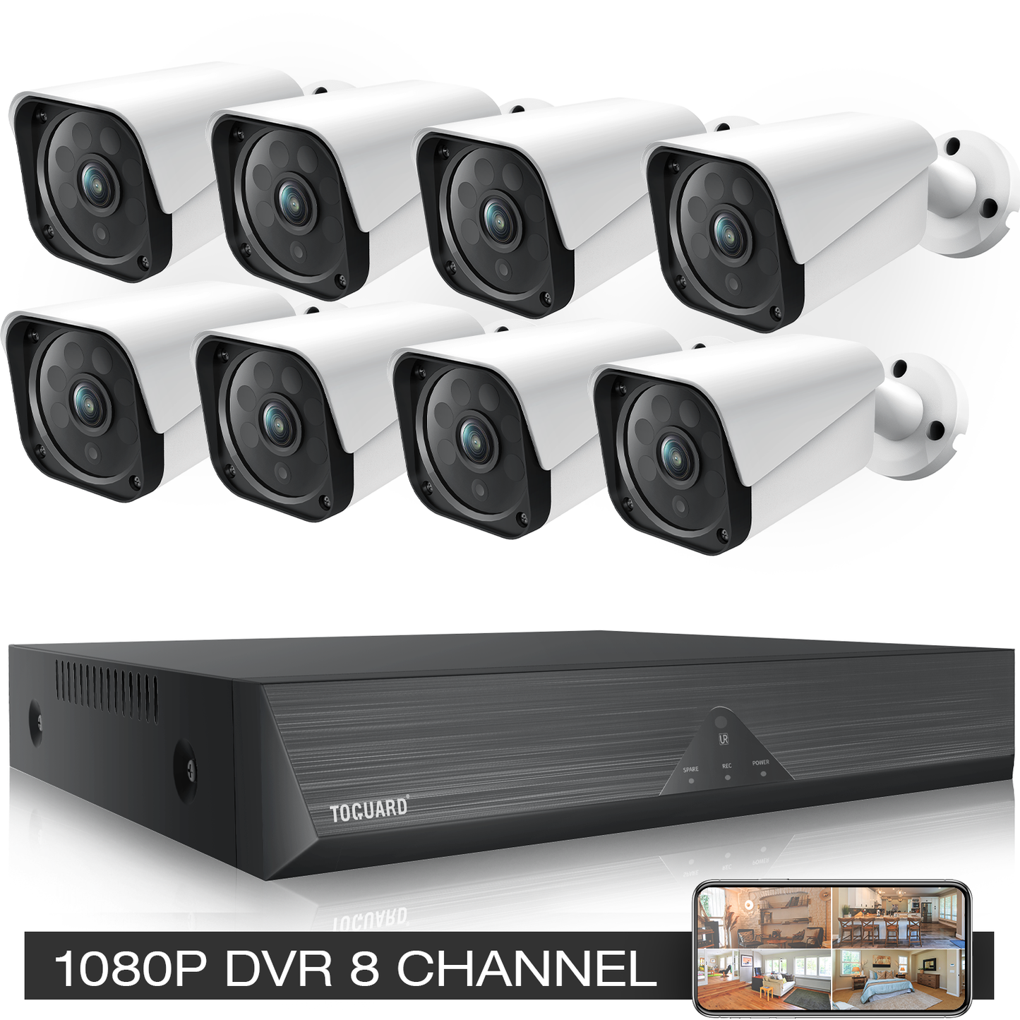 TOGUARD Home Security Camera System 8ch CCTV Camera Security System(No Hard Drive)
