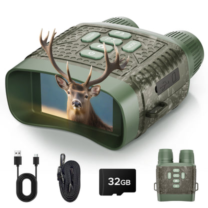 CAMPARK Night Vision Goggles, 4K 48 MP Night Vision Binoculars 10X Zoom & 5000mAh Battery, 32GB Card Included, Infrared Vision, 1300ft Range, Perfect for Outdoor, Camping & Security