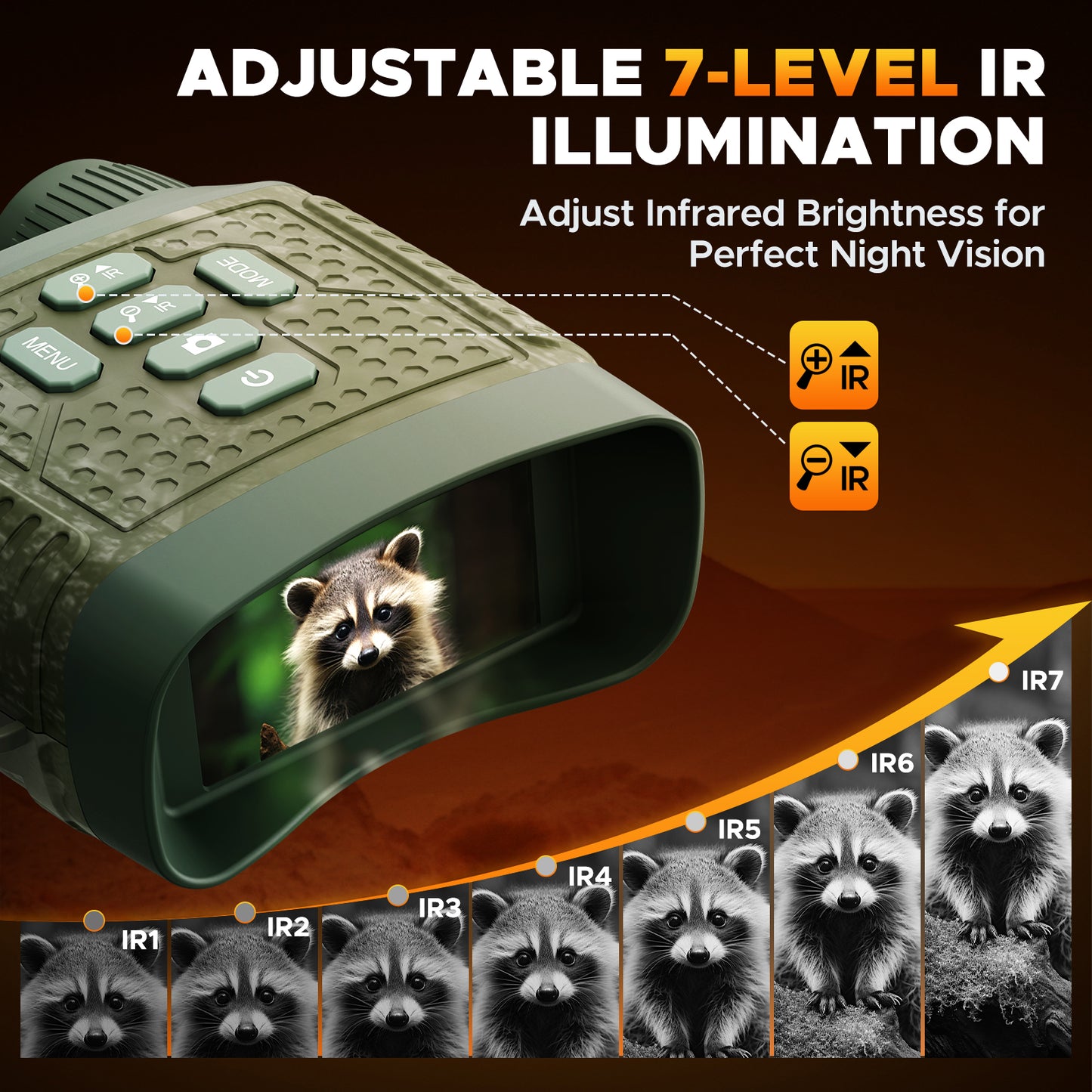 CAMPARK Night Vision Goggles, 4K 48 MP Night Vision Binoculars 10X Zoom & 5000mAh Battery, 32GB Card Included, Infrared Vision, 1300ft Range, Perfect for Outdoor, Camping & Security