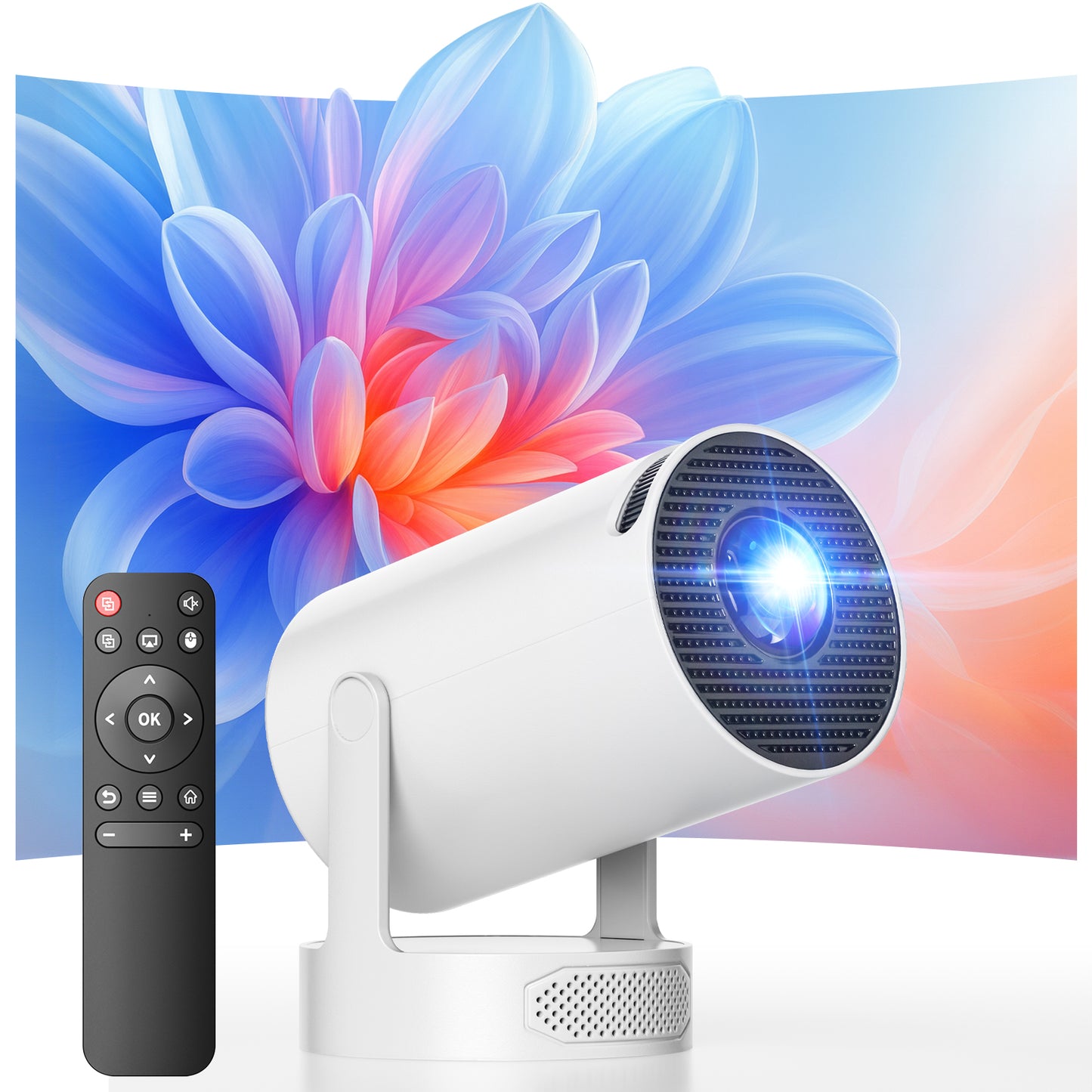 Campark Mini Bluetooth Portable Projector with 5W Soundbase Speaker & 220° Rotation, Auto Keystone, 300 ANSI 4K WiFi Android 11 Smart Projector