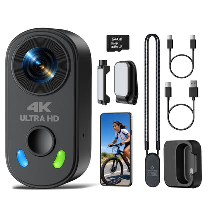 Campark POV Camera 4K Mini Body Camera with Charger Case 64GB EIS Stabilization Magnetic Mount WiFi Hands-Free Camcorder Vlogging Sports