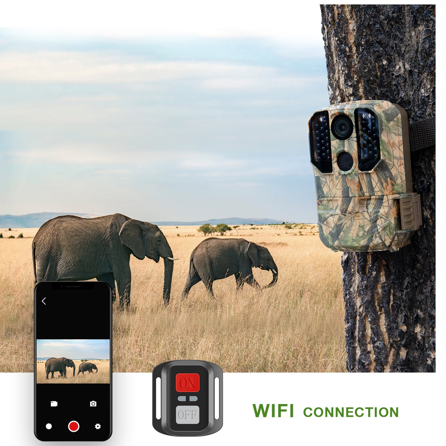 Campark WiFi Trail Camera 24MP 1296P Bluetooth Game Camera with Night Vision Waterproof IP66 Motion Activated