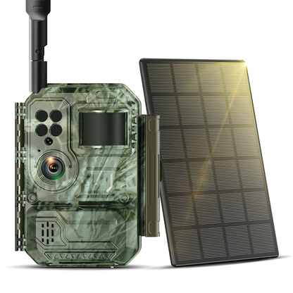 Campark 4G Trail Camera with No Glow Color Night Vision, Solar Powered Cellular Hunting Camera, 15MP 1080P, 7800mAh Battery, SIM Card Included