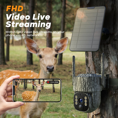 CAMPARK Cellular Trail Camera Solar 2.5K Hunting Deer Game Camera with Night Vision Motion Activated Waterproof IP66 Auto-Tracking 360 Degree 4G Live Feed for Farm Security Cameras No wifi Needed