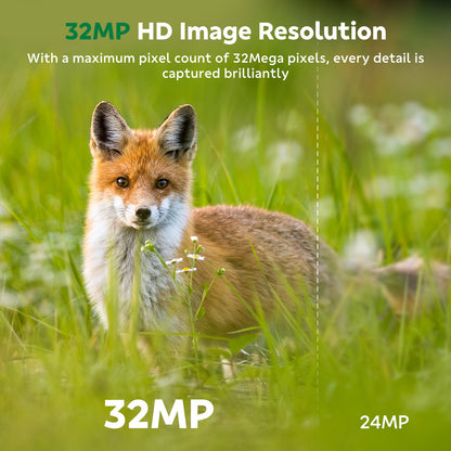 CAMPARK 1080P 32MP Trail Game Camera WiFi Hunting Deer Camera with Infrared Night Vision Waterproof Trail Cam for Wildlife Monitoring
