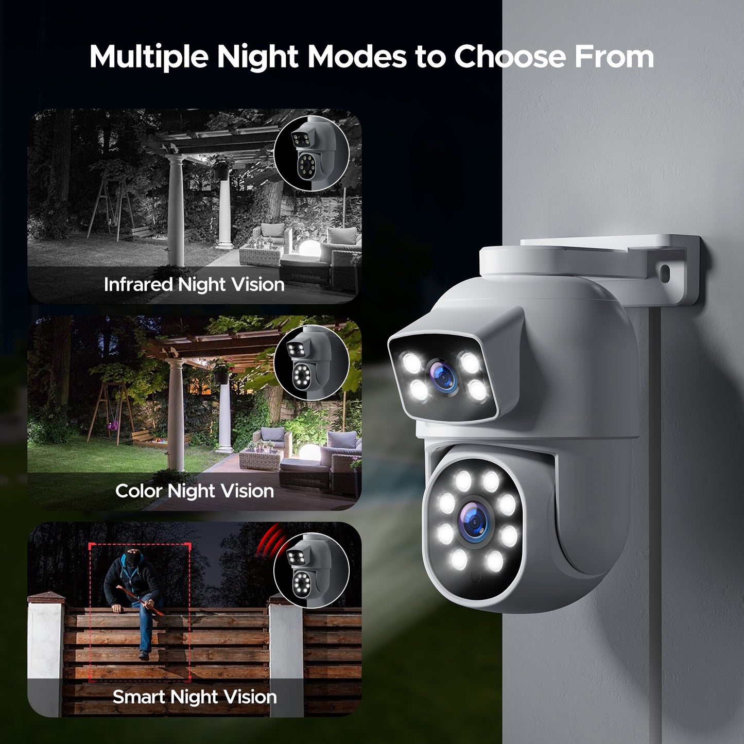 TOGUARD SC52 Wired Security Camera System Outdoor with 500G Hard Drive 4K 8CH CCTV NVR 4Pcs 1080P Dual Lens PTZ POE Dome Surveillance Cameras HDMI Connector