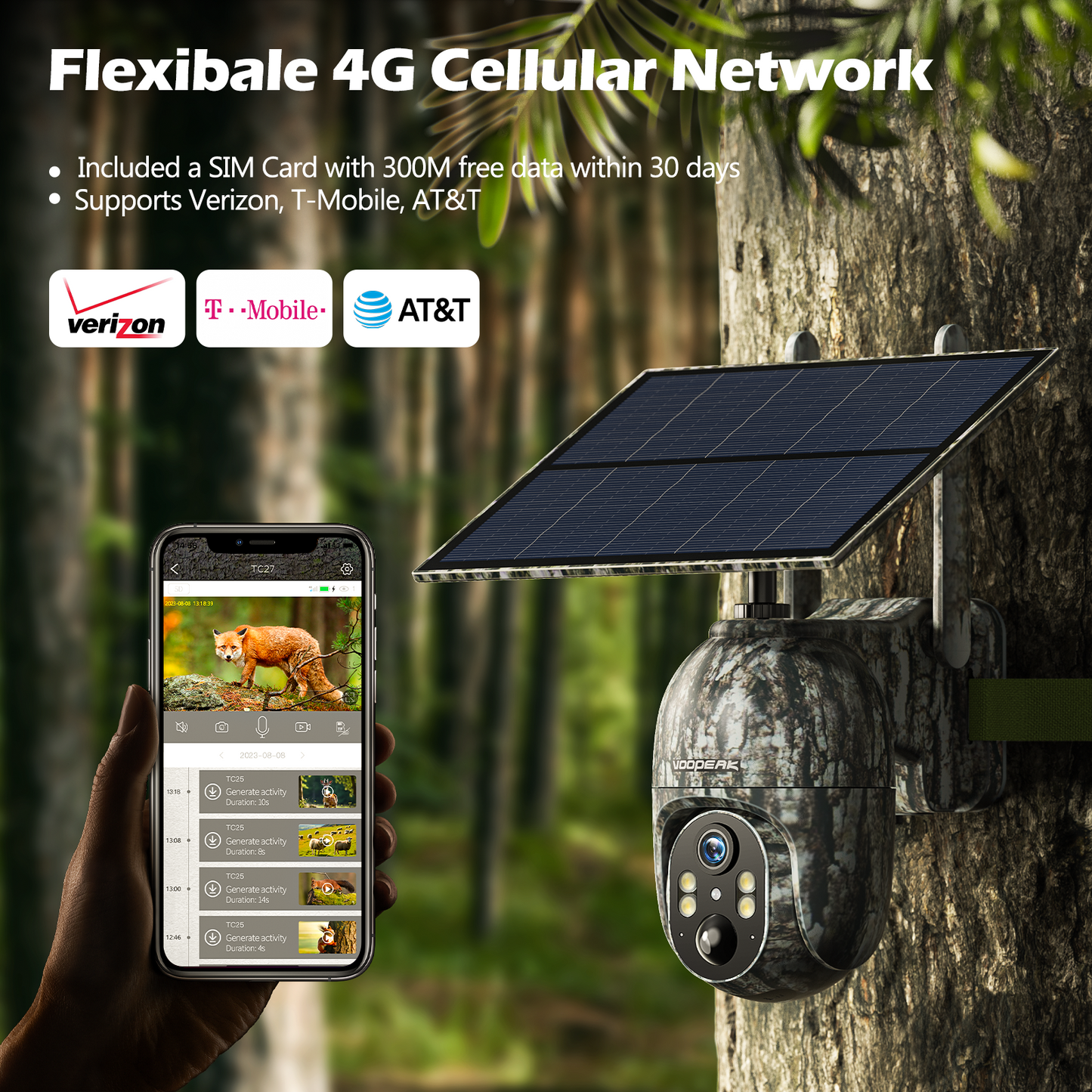 CAMPARK 4G LTE Cellular Trail Wireless Camera with SIM Card 1080 Live View Solar No WiFi Game Hunting 2PCS