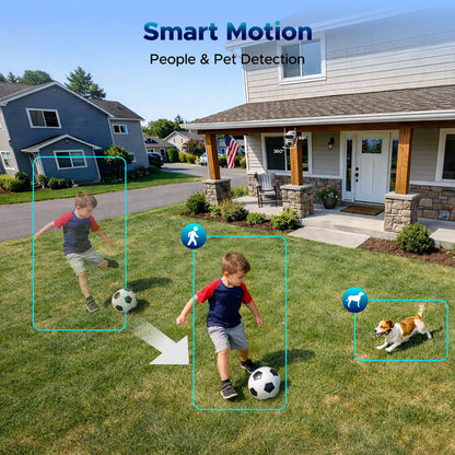 Toguard Triple-Lens Wireless Security Cameras System, 24/7 Record Home Security Camera System, Auto Tracking, 2.4 & 5GHz WiFi, 360°PTZ, 2K Color Night Vision, 0 Monthly Fee, 500GB HDD