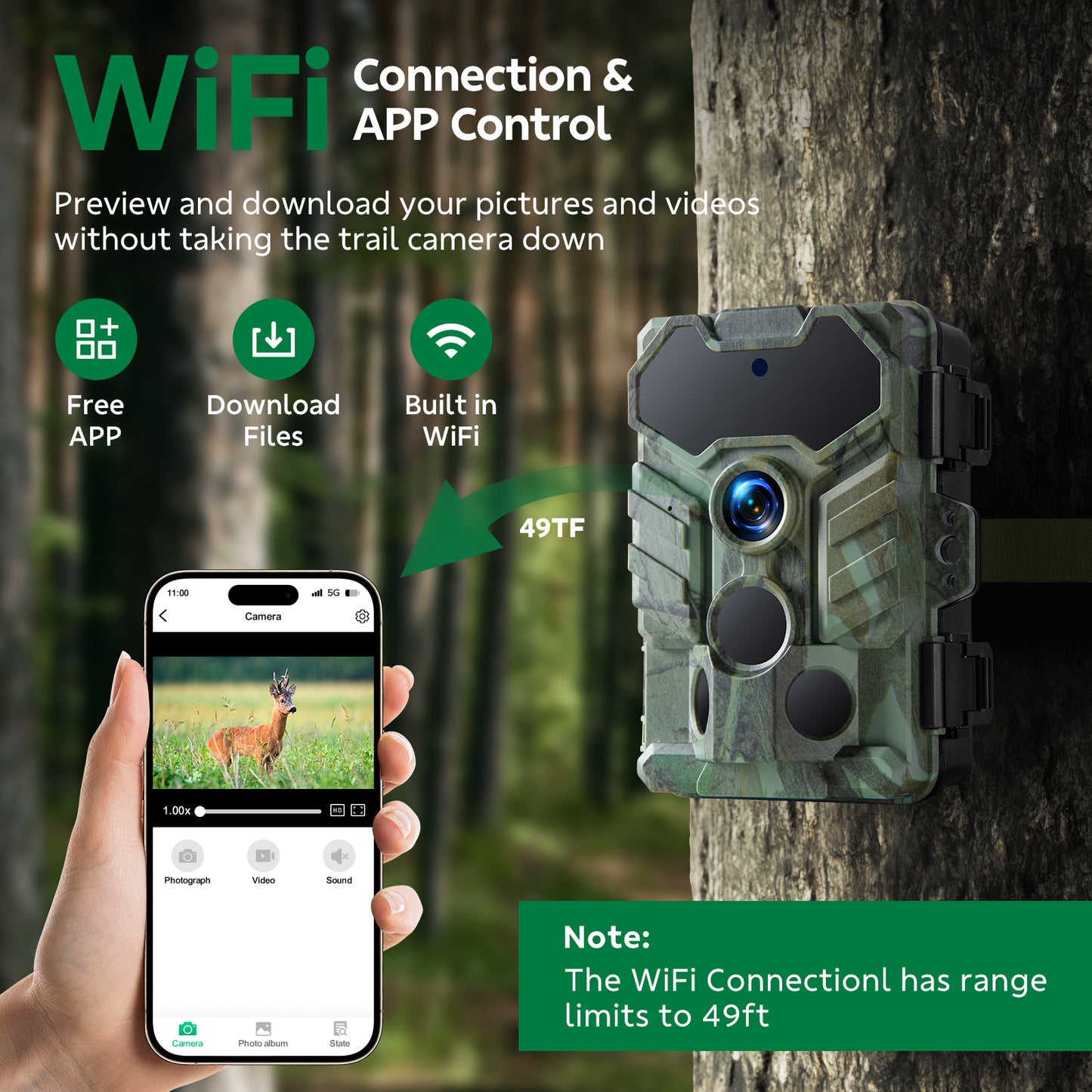 CAMPARK トレイルカメラ 2個パック WiFi Bluetooth ゲーム鹿狩りカメラ ナイトビジョン付き 防水 IP66 0.1秒トリガー モーションアクティベート トレイルカメラ 32MP 1080P 2.4インチ LCD 野生動物カメラ