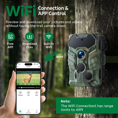 CAMPARK トレイルカメラ 2個パック WiFi Bluetooth ゲーム鹿狩りカメラ ナイトビジョン付き 防水 IP66 0.1秒トリガー モーションアクティベート トレイルカメラ 32MP 1080P 2.4インチ LCD 野生動物カメラ