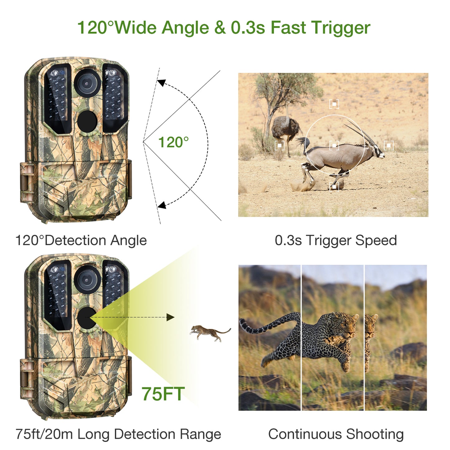 Campark WiFi Trail Camera 24MP 1296P Bluetooth Game Camera with Night Vision Waterproof IP66 Motion Activated