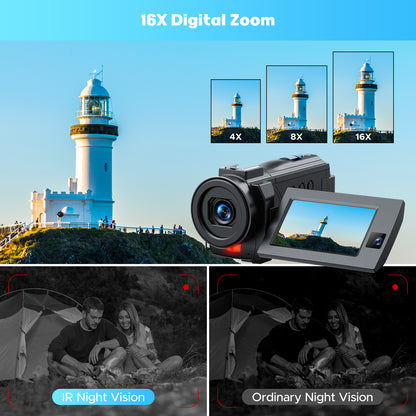 Campark Dual Lens 5K 25FPS Video Camera 56MP Photo 3" Touch Screen Digital Camcorder for Vlogging Youtube