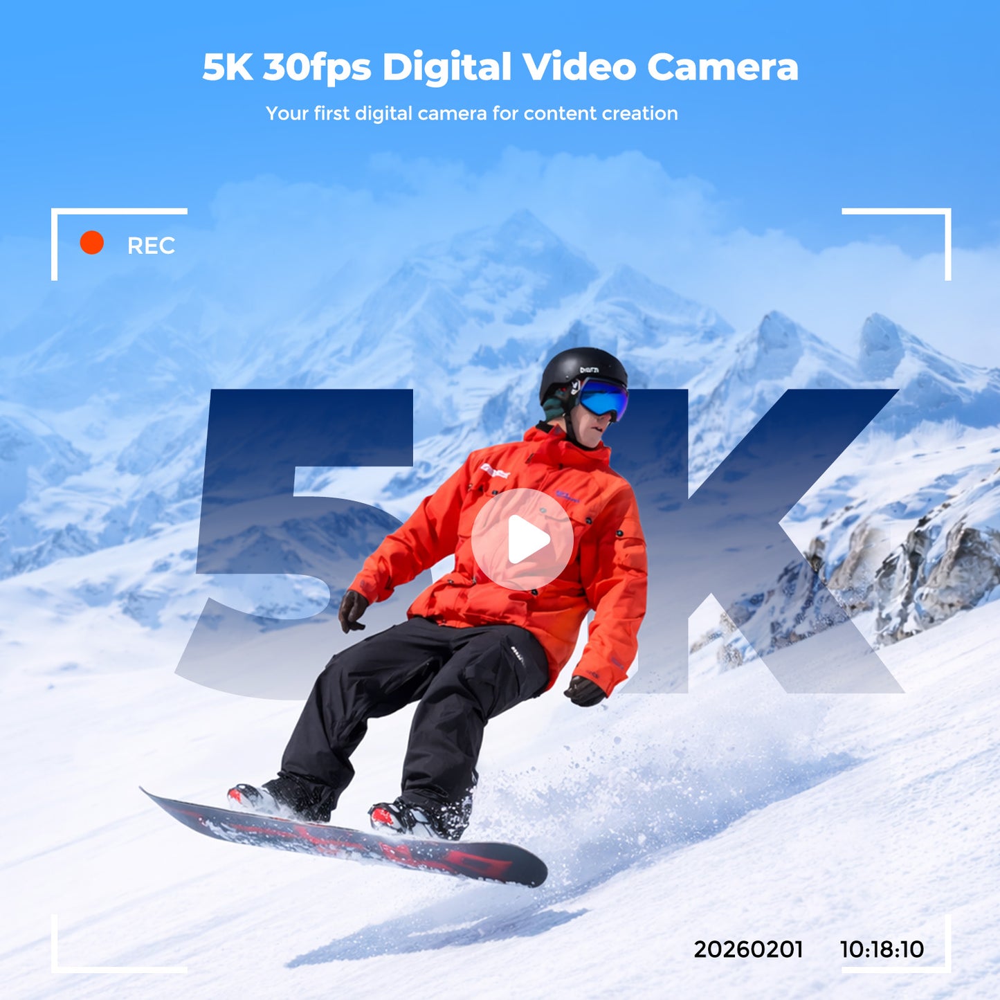 Campark 72MP Digital Camera for Photography with 6X Optical Zoom Ultra HD Autofocus 5K Video Camara Digital, 64GB SD Card